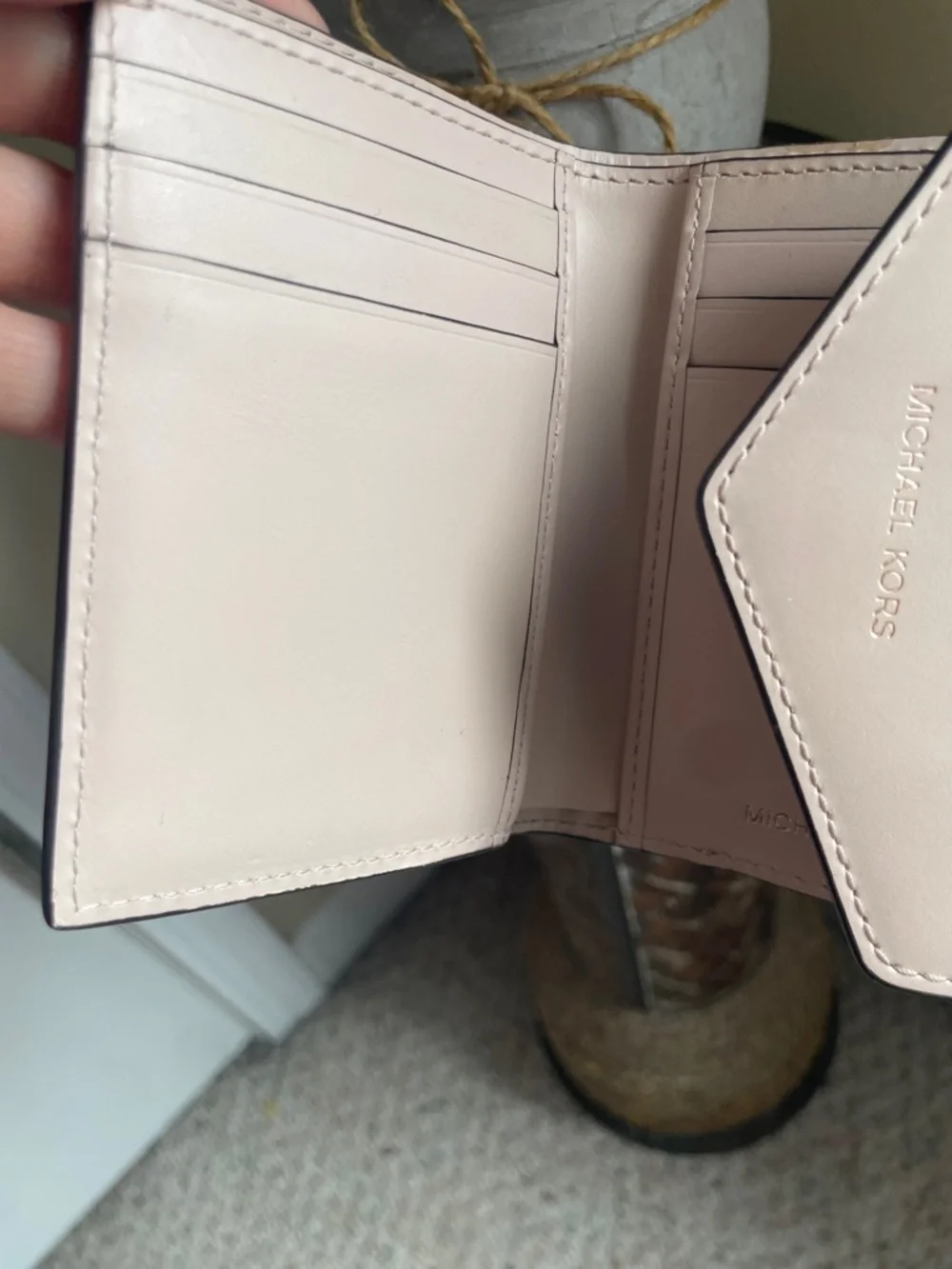 Michael Kors Pink Nude Leather Envelope Card Wallet